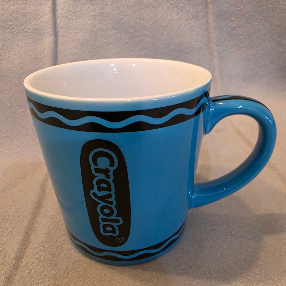New Crayola Coffee Mug Blue Excellent Crayon Wrapper Graphic Art 2018